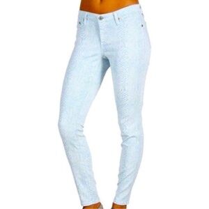 AG ADRIANO GOLDSCHMIED Baby Blue Snake Print Legging Ankle Super Skinny Jeans